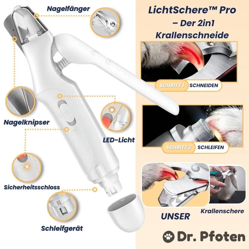 LichtSchere™ Pro – Die 2-in-1 LED-Krallenschere für sichere Pfotenpflege ohne Angst