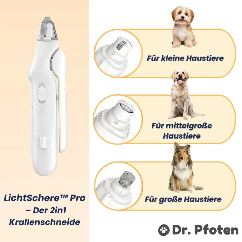 LichtSchere™ Pro – Die 2-in-1 LED-Krallenschere für sichere Pfotenpflege ohne Angst